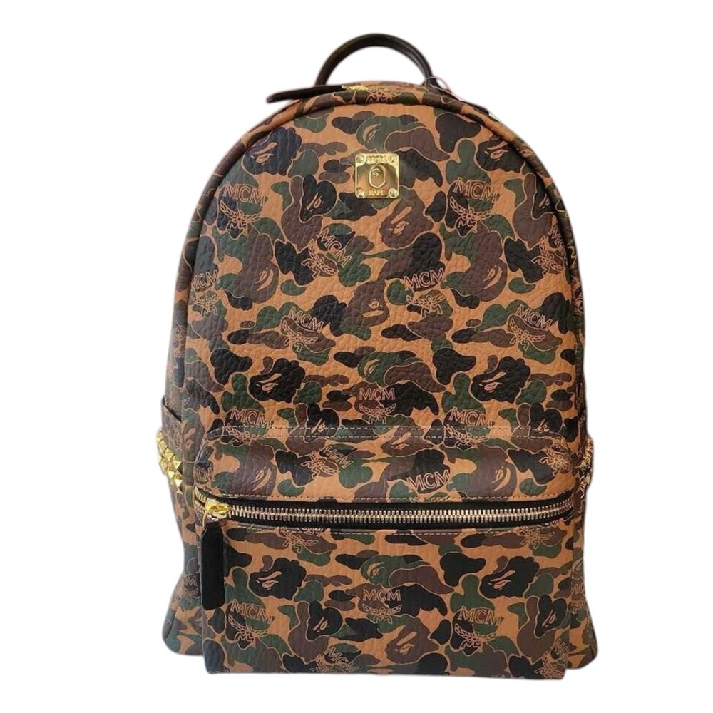 MCM x BATHING APE Orange Green Camo Backpack